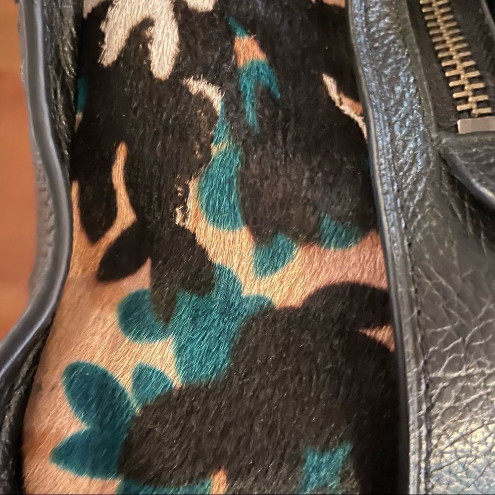 Coach Mercer Calfhair Satchel 38357 Black Scattered Leaf - Picture 6 of 12